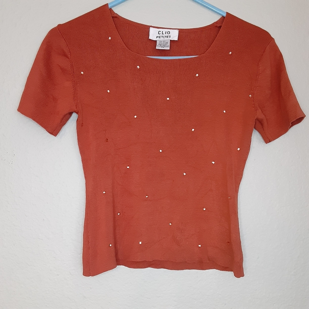CLIO silk/cotton Rust Sweater PM